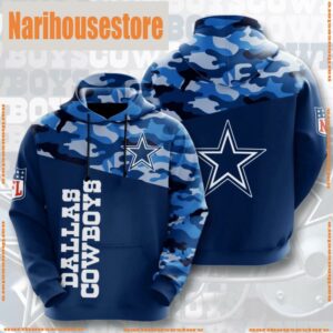 NFL Dallas Cowboys Navy Camoflage 3D Hoodie Shirt