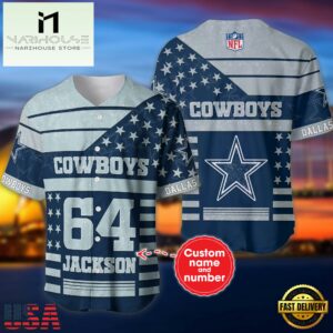 NFL Dallas Cowboys Personalized American Flag Baseball Jersey