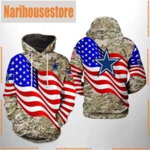 NFL Dallas Cowboys US Flag Camo Veteran Team 3D Printed Hoodie Shirt