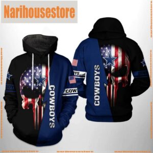 NFL Dallas Cowboys US Flag Skull Team 3D Printed Hoodie Shirt