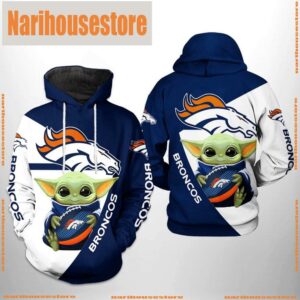 NFL Denver Broncos Baby Yoda Team 3D Printed Hoodie Shirt