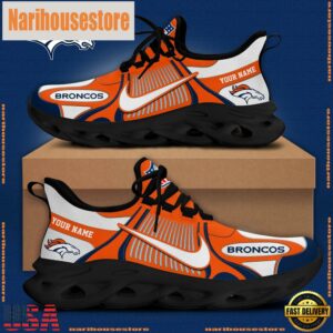 NFL Denver Broncos Blue White Stripes Logo Custom Clunky Max Soul Shoes