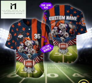 NFL Denver Broncos Eagle US Flag x Veterans Custom Baseball Jersey