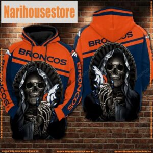 NFL Denver Broncos Football Skull 3D Hoodie Shirt