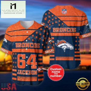NFL Denver Broncos Personalized American Flag Baseball Jersey