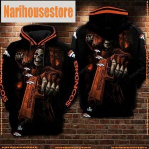 NFL Denver Broncos Skull Guns 3D Hoodie Hoodie Shirt