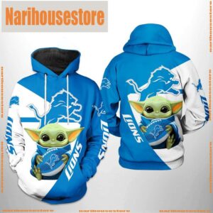 NFL Detroit Lions Baby Yoda Team 3D Printed Hoodie Shirt