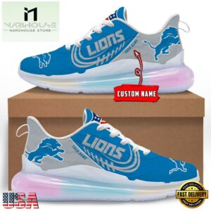 NFL Detroit Lions Custom Rainbow Atmospheric Cushion Running Shoes, Women's Sneaker