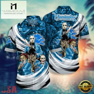 NFL Detroit Lions Halloween Horror Movies Summer Hawaiian Shirts