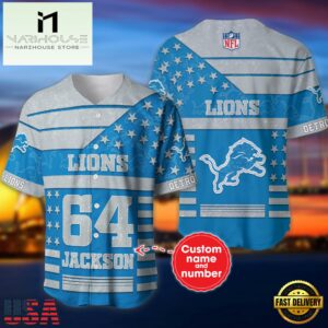 NFL Detroit Lions Personalized American Flag Baseball Jersey