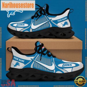NFL Detroit Lions Positional Villain Blue White Stripes Logo Custom Clunky Max Soul Shoes
