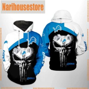NFL Detroit Lions Skull Punisher Team 3D Printed Hoodie Shirt
