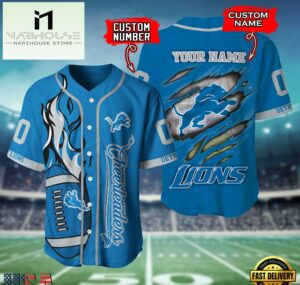 NFL Detroit Lions Team Logo Litmited Edition Baseball Jersey