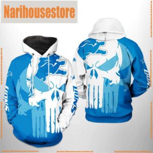 NFL Detroit Lions Team Skull 3D Printed Hoodie Shirt