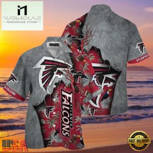 NFL Falcons Hawaiian Shirt Red Silver