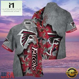 NFL Falcons Hawaiian Shirt Red Silver