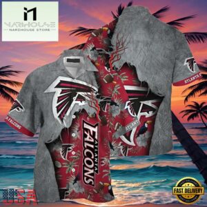 NFL Falcons Hawaiian Shirt Red Silver