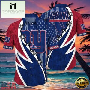 NFL Gian Button Up Hawaiian Shirt 3D Printed Graphic American Flag Print