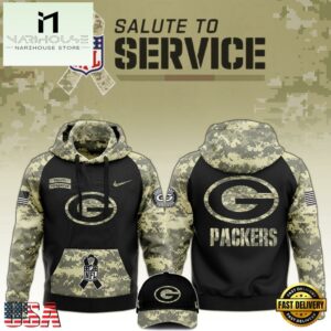 NFL Green Bay Packers 2024 Salute to Service Club Black Camo Hoodie Best Veterans Day Gift