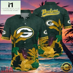 NFL Green Bay Packers Aloha Shirt Flower Hawaiian Style