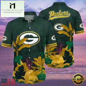 NFL Green Bay Packers Aloha Shirt Flower Hawaiian Style