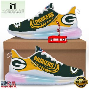 NFL Green Bay Packers Custom Rainbow Atmospheric Cushion Running Shoes, Women's Sneaker