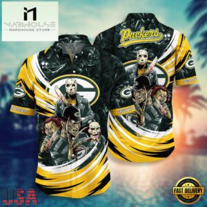 NFL Green Bay Packers Halloween Horror Movies Summer Hawaiian Shirts