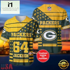 NFL Green Bay Packers Personalized American Flag Baseball Jersey