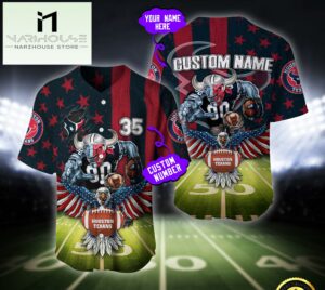 NFL Houston Texans Eagle US Flag x Veterans Custom Baseball Jersey