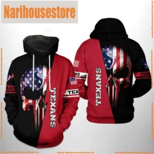 NFL Houston Texans US Flag Skull Team 3D Printed Hoodie Shirt
