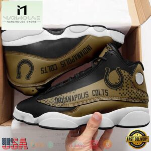NFL Indianapolis Colts Black Brown Air Jordan 13 Shoes - Gift For Fans