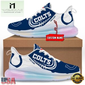 NFL Indianapolis Colts Custom Rainbow Atmospheric Cushion Running Shoes, Women's Sneaker
