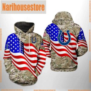 NFL Indianapolis Colts US Flag Camo Veteran Team 3D Printed Hoodie Shirt