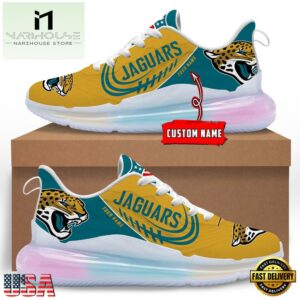 NFL Jacksonville Jaguars Custom Rainbow Atmospheric Cushion Running Shoes, Women's Sneaker