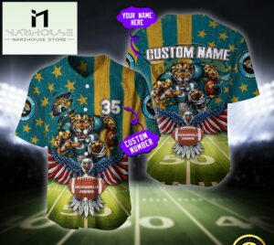 NFL Jacksonville Jaguars Eagle US Flag x Veterans Custom Baseball Jersey