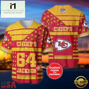 NFL Kansas City Chiefs Personalized American Flag Baseball Jersey