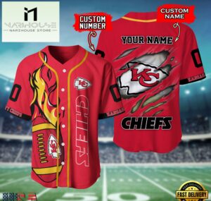 NFL Kansas City Chiefs Team Logo Litmited Edition Baseball Jersey