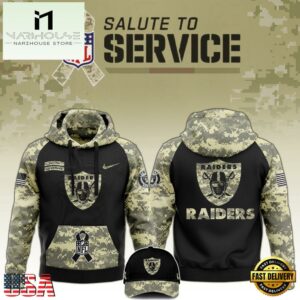 NFL Las Vegas Raiders 2024 Salute to Service Club Black Camo Hoodie Best Veterans Day Gift