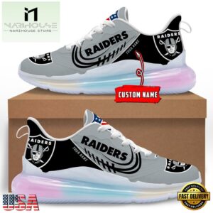 NFL Las Vegas Raiders Custom Rainbow Atmospheric Cushion Running Shoes, Women's Sneaker