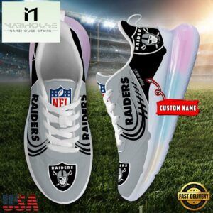 NFL Las Vegas Raiders Custom Rainbow Atmospheric Cushion Running Shoes, Women's Sneaker