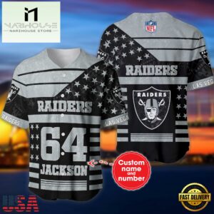 NFL Las Vegas Raiders Personalized American Flag Baseball Jersey