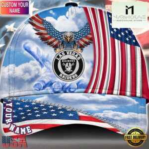 NFL Las Vegas Raiders Special American Flag Veterans Custom Cap