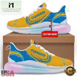 NFL Los Angeles Chargers Custom Rainbow Atmospheric Cushion Running Shoes, Women's Sneaker