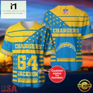 NFL Los Angeles Chargers Personalized American Flag Baseball Jersey
