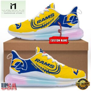 NFL Los Angeles Rams Custom Rainbow Atmospheric Cushion Running Shoes, Women's Sneaker