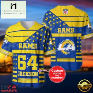 NFL Los Angeles Rams Personalized American Flag Baseball Jersey