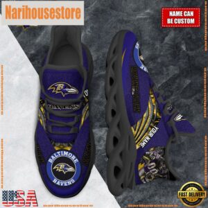 NFL Max Soul Shoes, Baltimore Ravens Clunky Shoes Custom For Fans