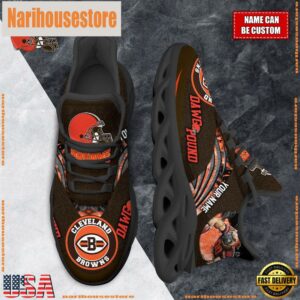 NFL Max Soul Shoes, Cleveland Browns Clunky Shoes Custom For Fans