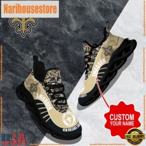 NFL Max Soul Shoes, New Orleans Saints Clunky Shoes Sport Custom Name Football