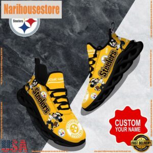 NFL Max Soul Shoes, Pittsburgh Steelers Clunky Shoes Custom Name For Fans Christmas